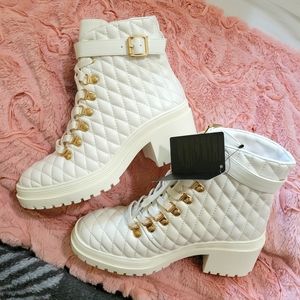 Forever21 Quilted White Booties